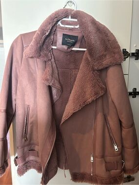 Mauve Faux-Suede Shearling Jacket